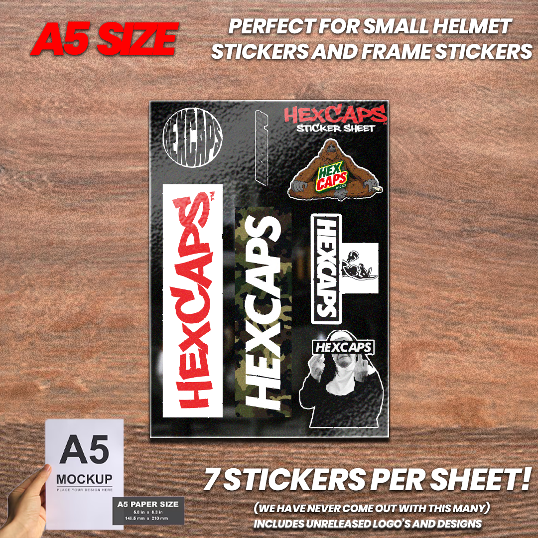 HEXCAPS APRIL STICKERSHEET (SASSY, NUN, GRAF LOGO, FISHEYE, ROOLOGO, CAMOLOGO)