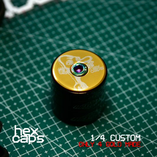 1/4 GOLD NEEGY TOPCAP | MADE IN AUSTRALIA. (OIL SLICK BOLT INCLUDED)