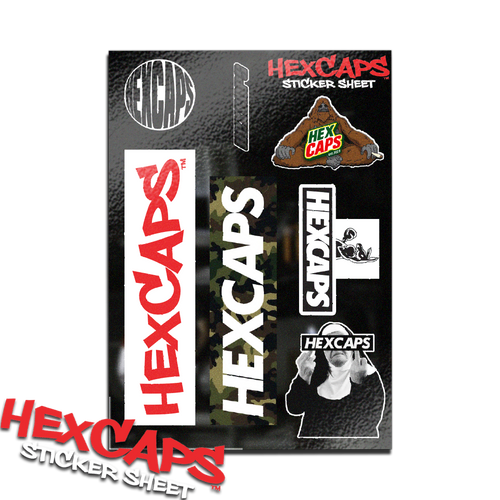 HEXCAPS APRIL STICKERSHEET (SASSY, NUN, GRAF LOGO, FISHEYE, ROOLOGO, CAMOLOGO)